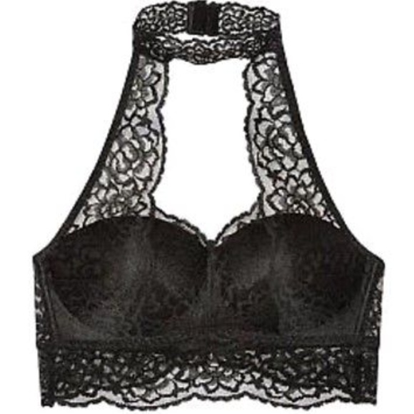 PINK Victoria's Secret Other - VS PINK BLACK LACE CHOKER PUSH UP BRA SIZE S